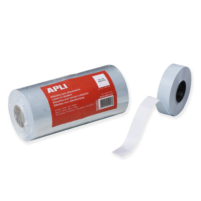APLI étiquettes de prix, 21×12 mm, blanc, 6 rouleaux de 1000 pièces